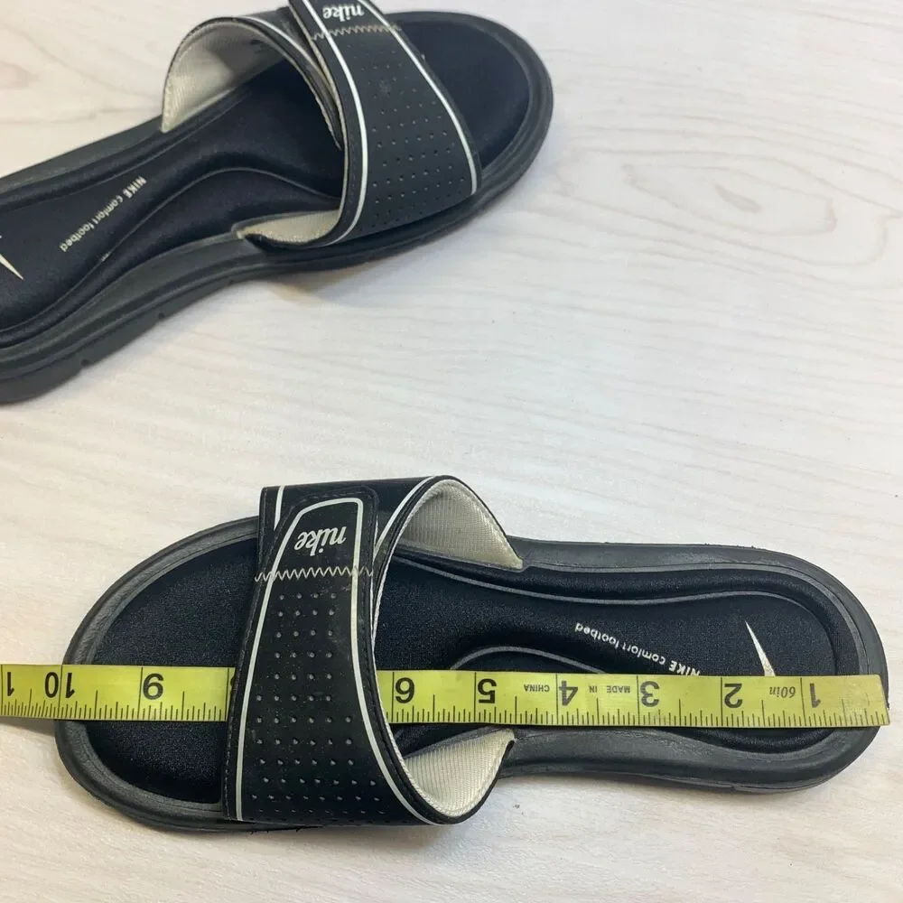Nike 360883-011 Black Comfort Footbed Slides Slip On Women's‎ Sandals Size 8